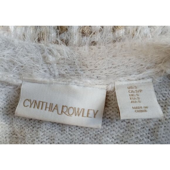 Cynthia Rowley Womens size S Beige White Leopard Print Cardigan Sweater - Picture 3 of 8